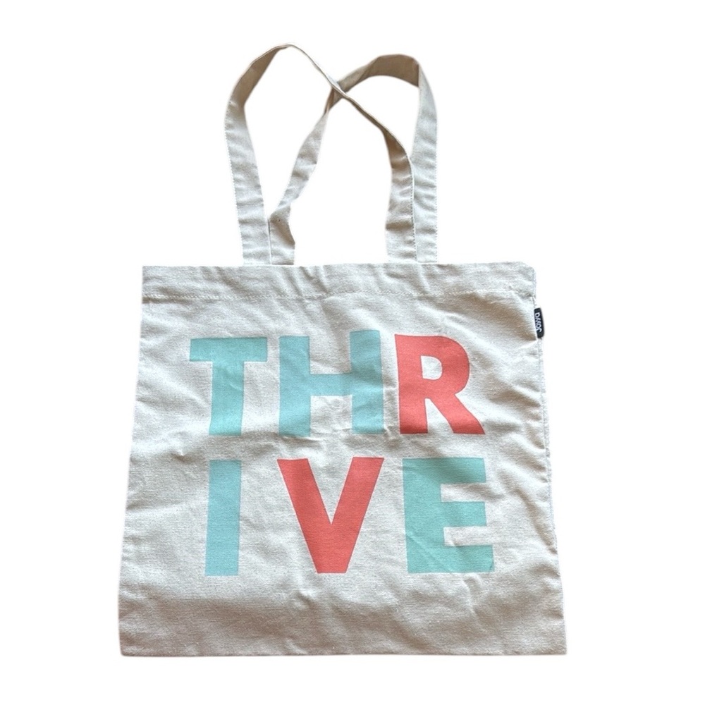 Tan Canvas Tote Bag with Colorful 'THRIVE' Print